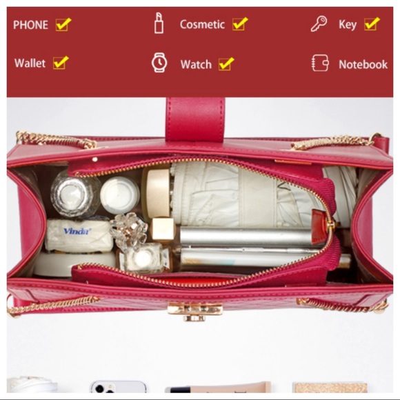 Fabulous Chic Stylish Faux Leather Quilted Style Chain Tote Bag - Picture 2 of 5